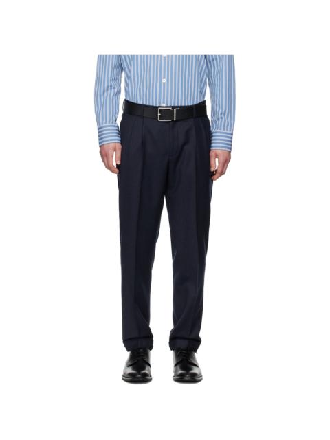 Navy Wool Flannel Trousers