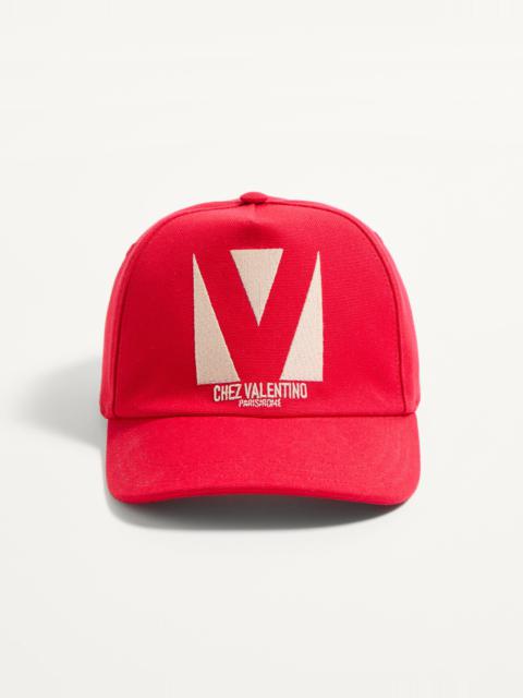 CHEZ VALENTINO COTTON BASEBALL CAP WITH EMBROIDERY