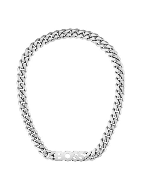 CURB-CHAIN NECKLACE WITH LOGO PLATE