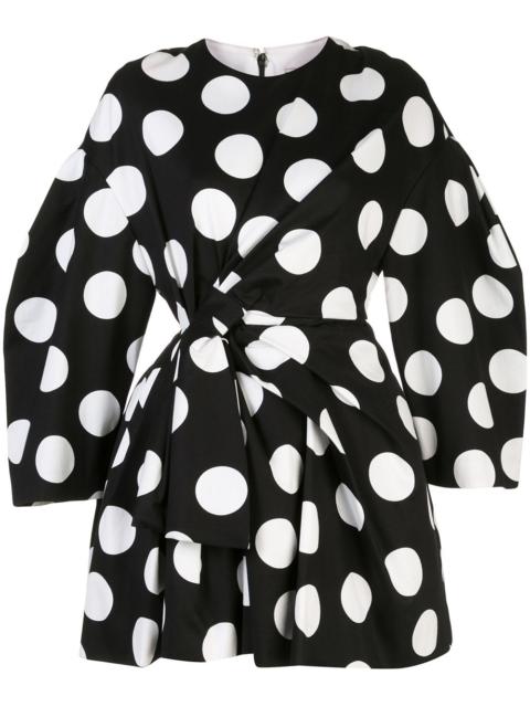 polka dot bow detail dress