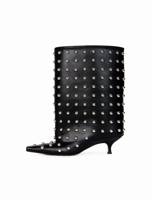 DANA ROCK KITTEN HEEL CYLINDER BOOTS BLACK SILVER