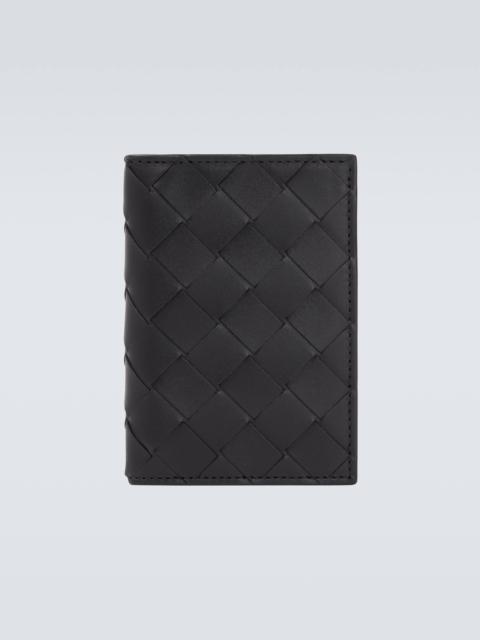 Intrecciato leather card holder