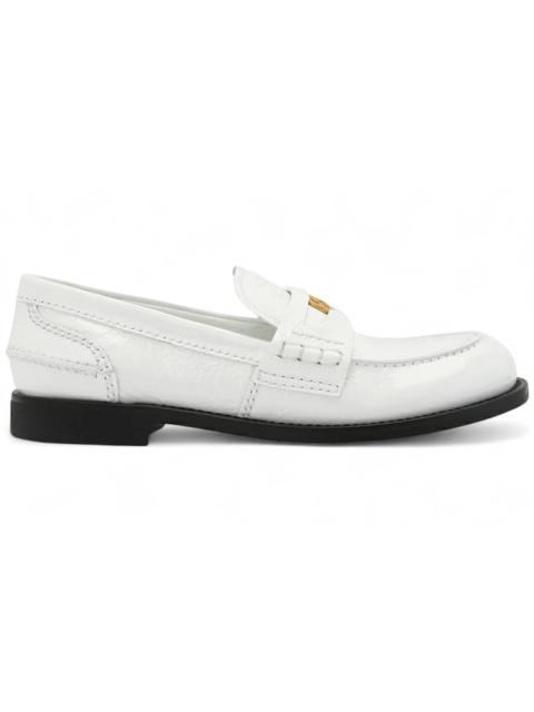 Miu Miu Shiny Leather Penny Loafers White (Women's)
