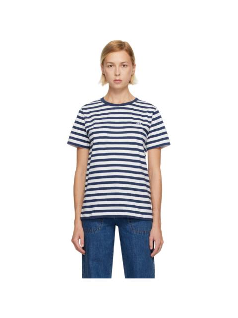 White & Navy Standard 'A.P.C. Brodé' T-shirt