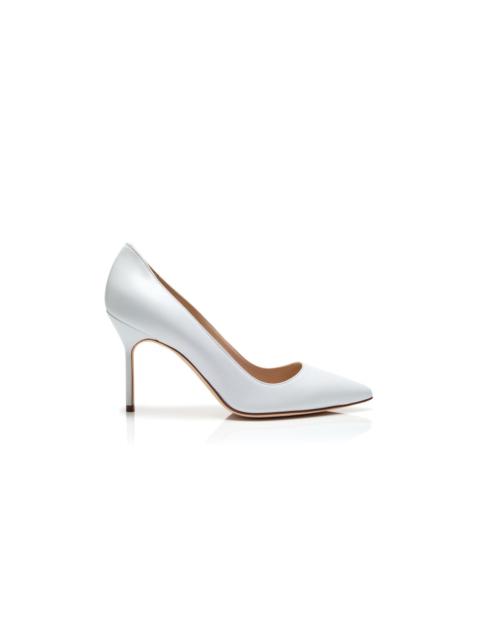 White Nappa Leather Pointed Toe Pumps