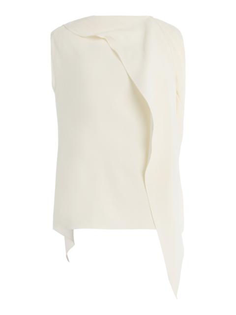 Tie-Neck Silk-Georgette Blouse ivory