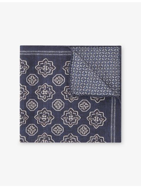 Gian Floral-Medallion Print Silk Pocket Square