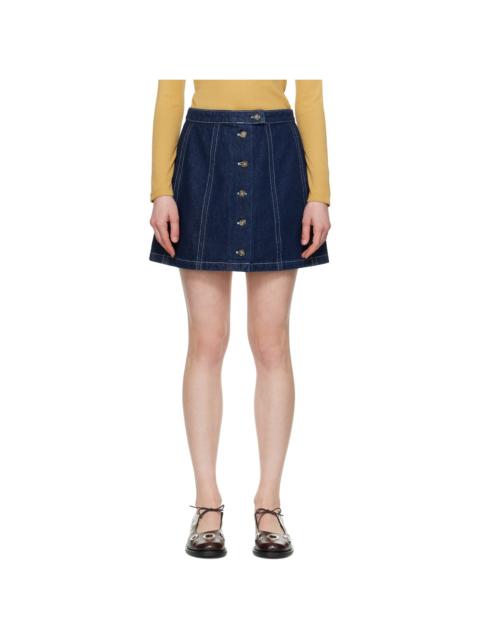 A. P.C. Navy Pipa Denim Miniskirt