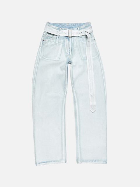 Denim trousers with belt - Blue/white