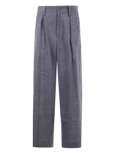 pleated-front wool trousers