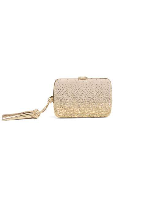 Beige suede and strass clutch