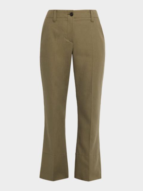 Linen Twill Kickflare Cigarette Pants