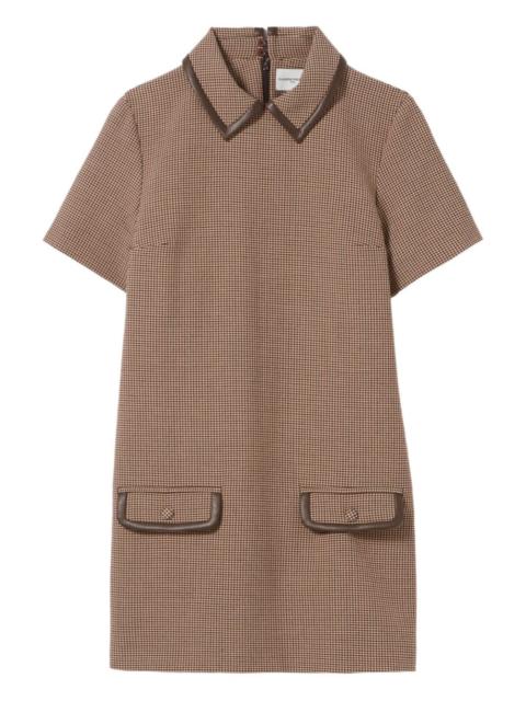 houndstooth leather-trimmed dress
