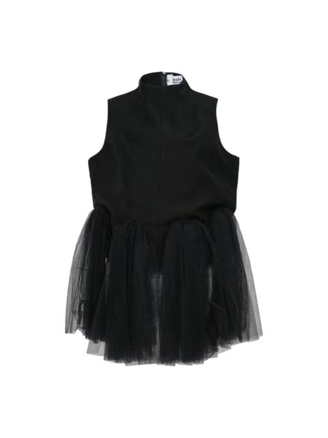 Wool Doeskin X Nylon Tulle Top