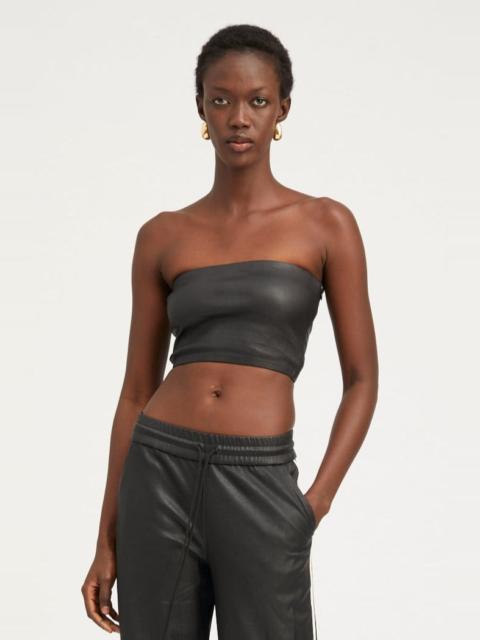 BLACK LEATHER MICRO TUBE TOP