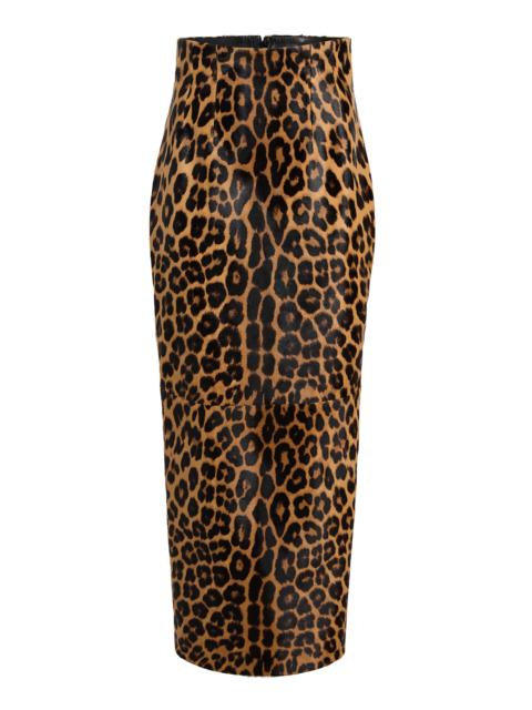 Loxley Leopard-Print Calf Hair Maxi Skirt animal