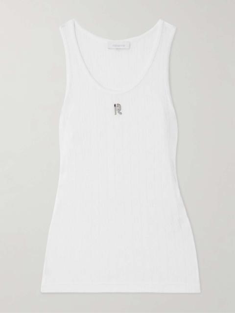 Pointelle-knit cotton tank White