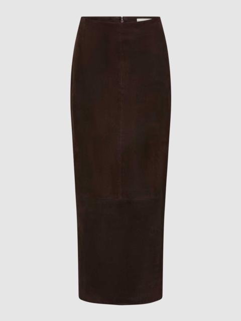 Suede Column Skirt - Coffee