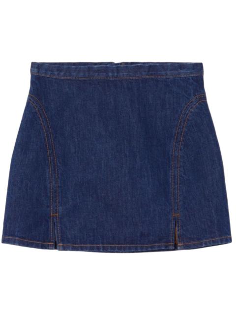 split denim mini skirt