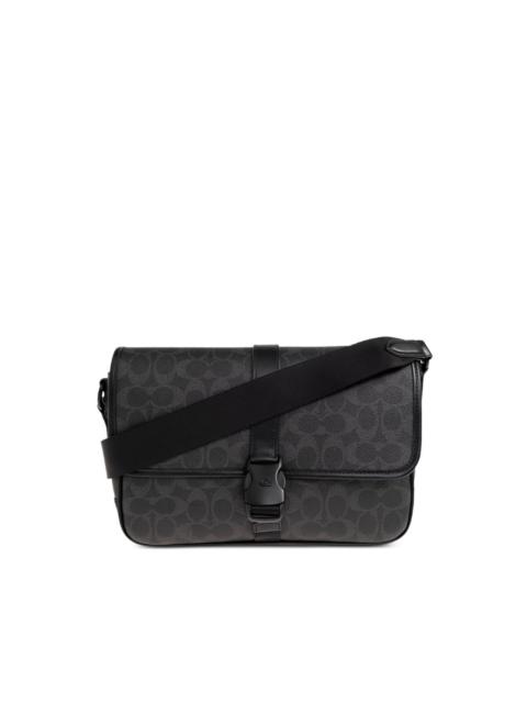 League patterned buckle messenger bag
