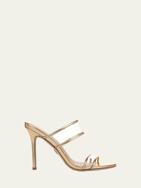 95mm Asha Metallic Leather Piping Jelly Sandals