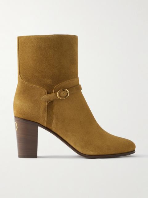 Pattie 75 Buckle-embellished Suede Ankle Boots
