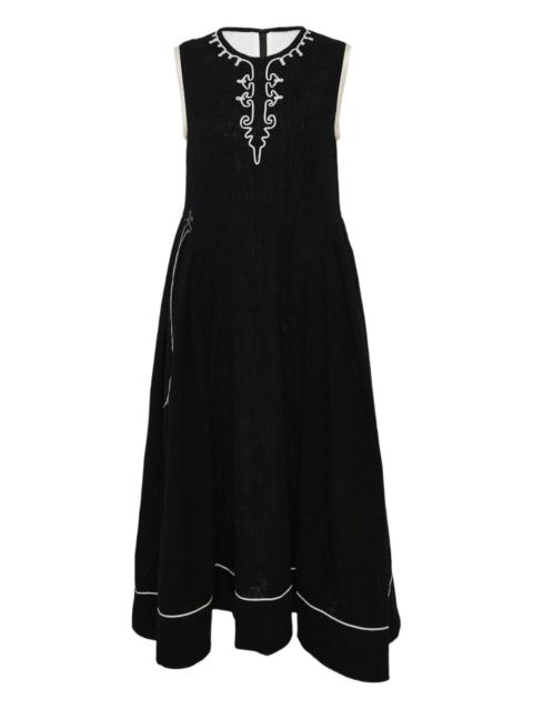 embroidered midi dress