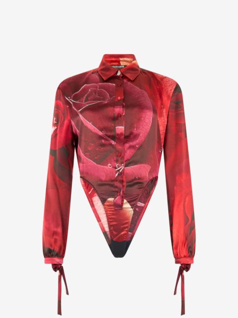 Bodysuit Shirt With Garden Rose Print