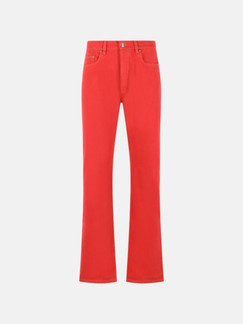 RED COTTON STRAIGHT JEANS