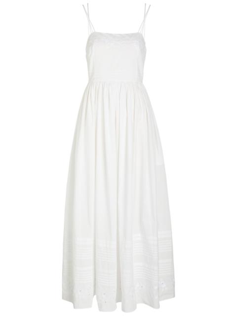 Bode Chamomile Pintucked Cotton Midi Dress