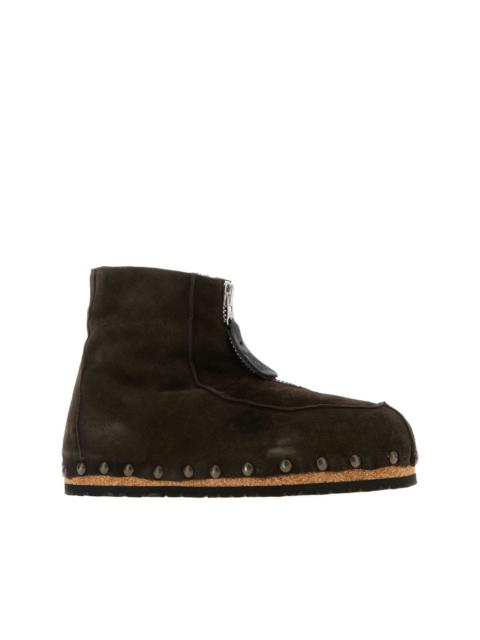 zip-fastening suede ankle boots
