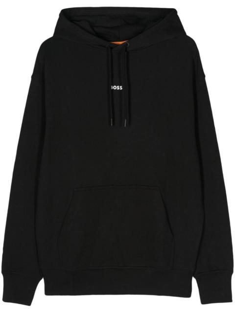 logo-rubberised cotton hoodie