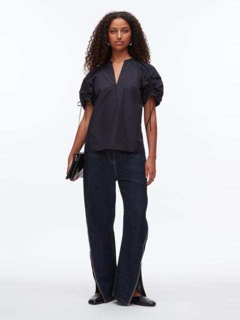 Ruched Sleeve V-Neck Top