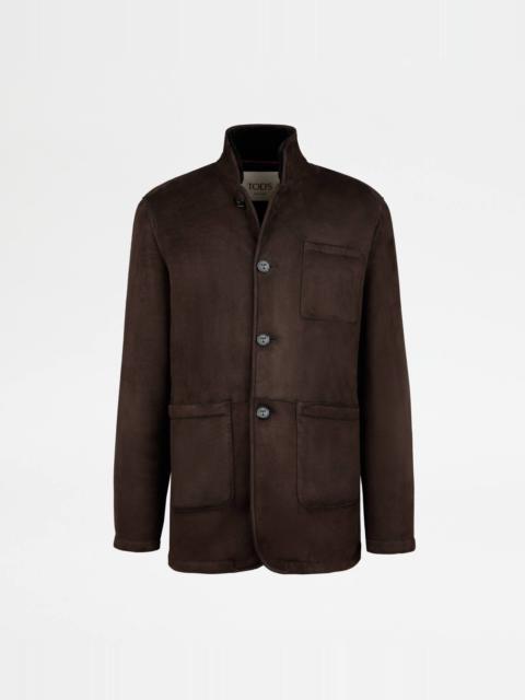 CASTELLO JACKET IN SHEARLING VELOUR - BROWN