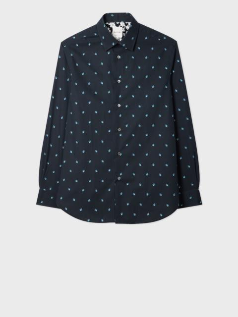 Tailored-Fit Navy 'Ditsy Flower' Cotton Shirt