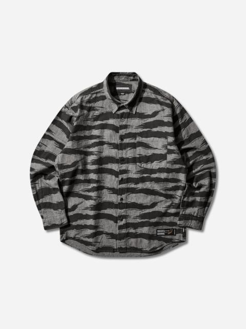 Men's Camo Pattern Chambray Longsleeve Shirt Black