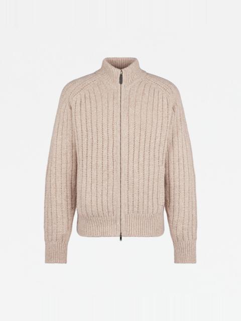 CASHMERE BLEND BOMBER JACKET - WHITE