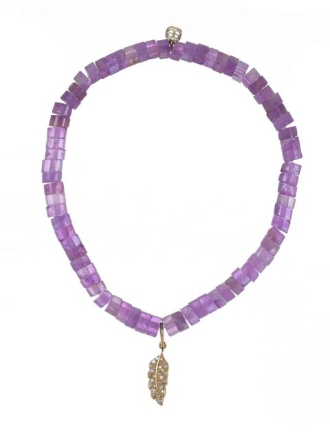 Amethyst Tiny Feather Charm Bracelet