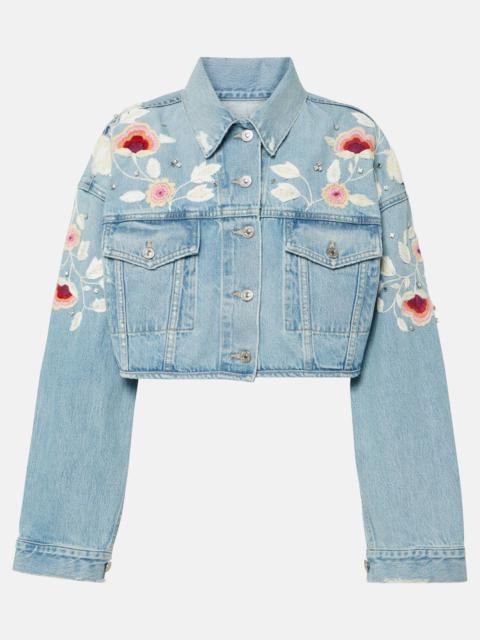 Lena embroidered cropped denim jacket