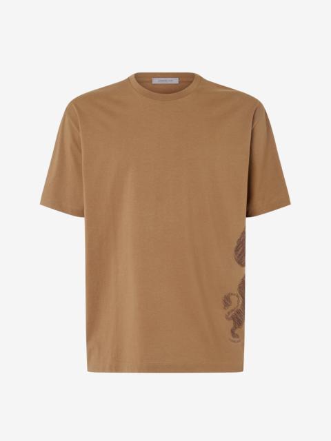 Light brown jersey crew neck t-shirt