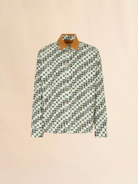 CREAM POPLIN SHIRT WITH GREEN RHYTHMS PRINT