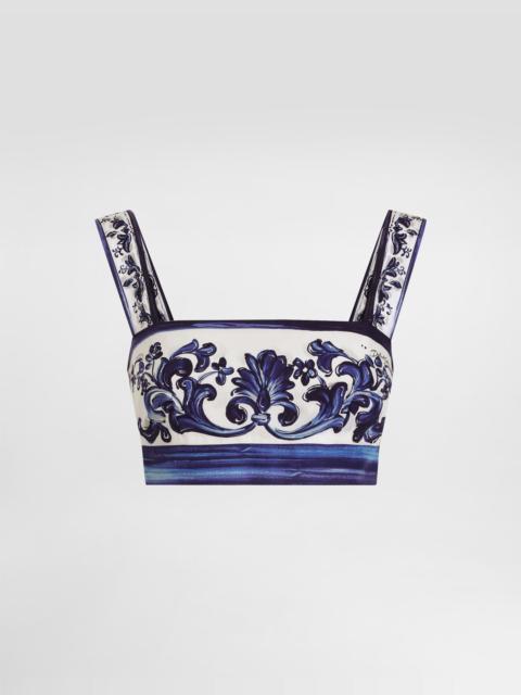 Majolica-print poplin top