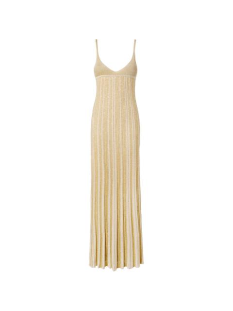 V-neck ribbed maxi dress