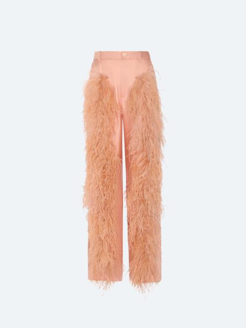 Silky Twill Relaxed Pleated Pant With Feathers