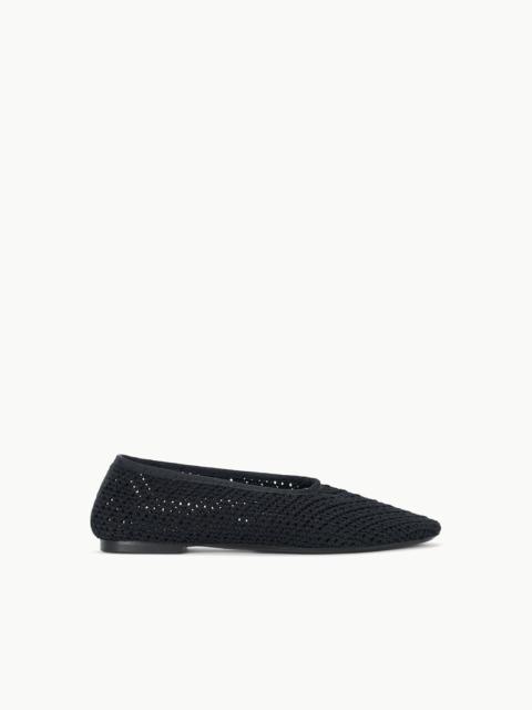 STAUD ALBA BALLET FLAT BLACK CROCHET