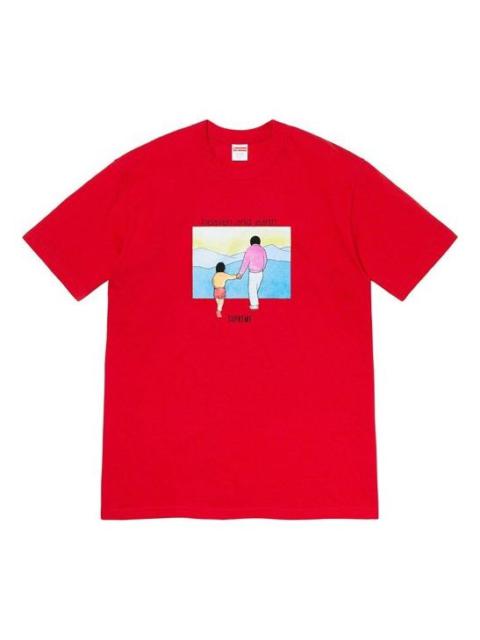 Supreme FW19 Week 1 Heaven and Earth Tee Printing Short Sleeve Unisex Red SUP-FW19-195