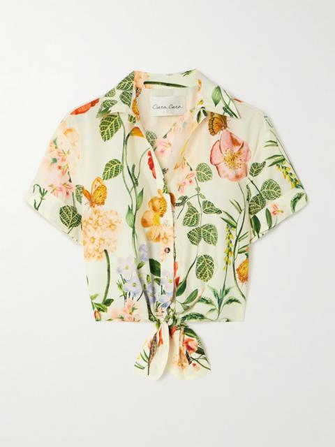 Asbury Cropped Tie-front Floral-print Cotton-poplin Shirt