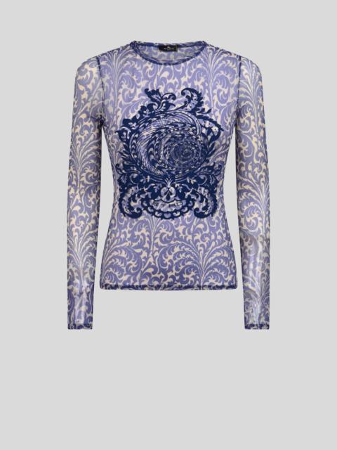 TULLE SWEATER WITH SHELL PRINT