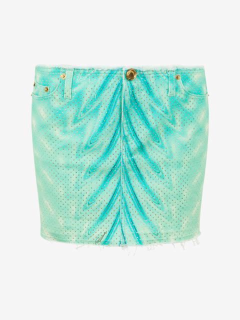 Miniskirt With Optical Glass Print And Micro Studs