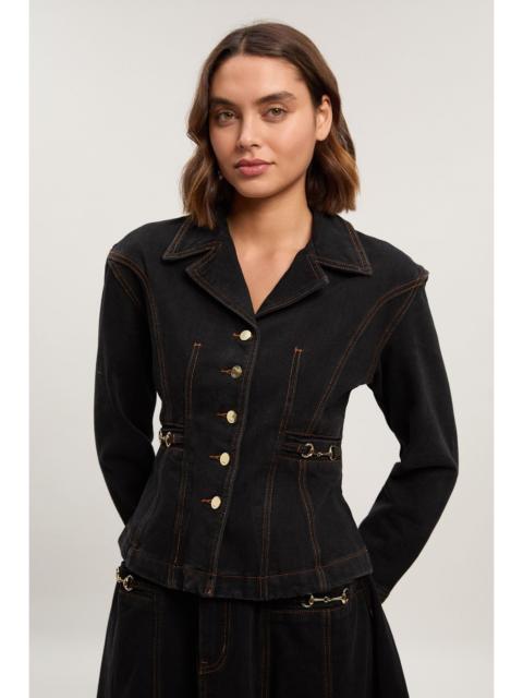 Denim Button Through Nipped Waist Jacket
